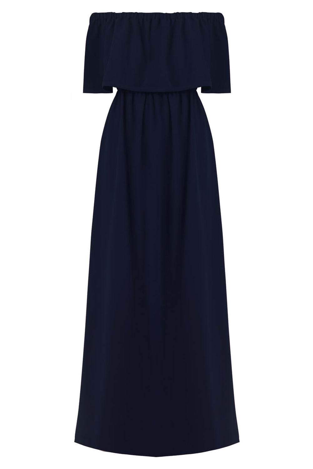 MAISON POI DRESSES FLUID OFF-SHOULDER DRESS NAVY