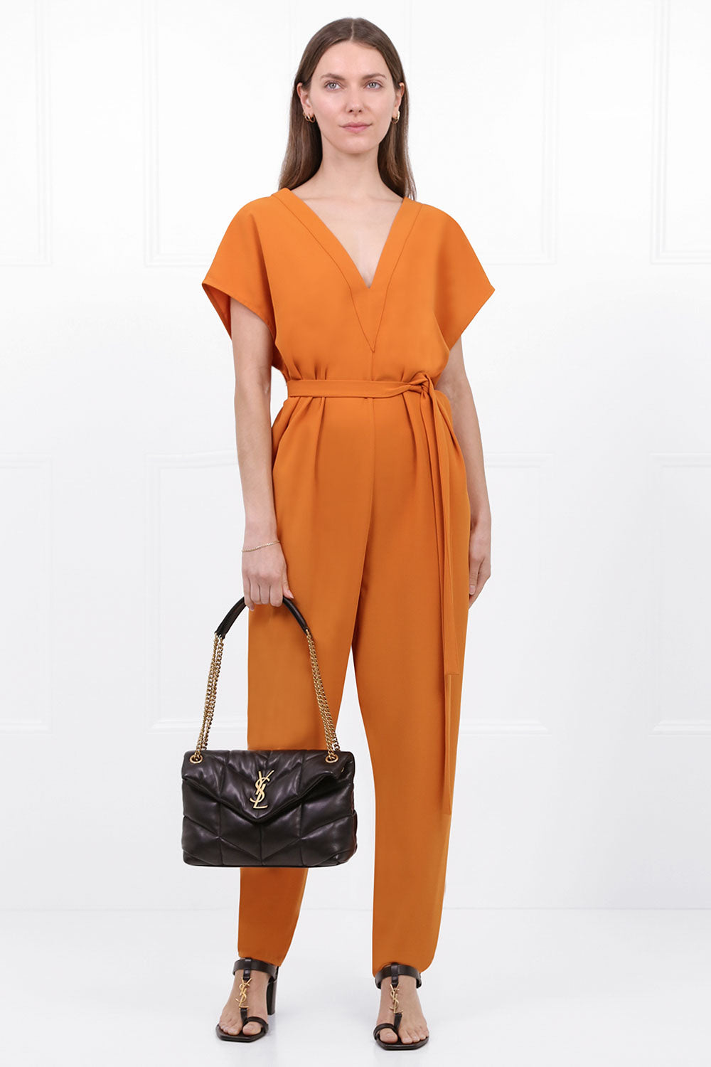 MAISON POI JUMPSUITS FLUID EASY V JUMPSUIT ORANGE