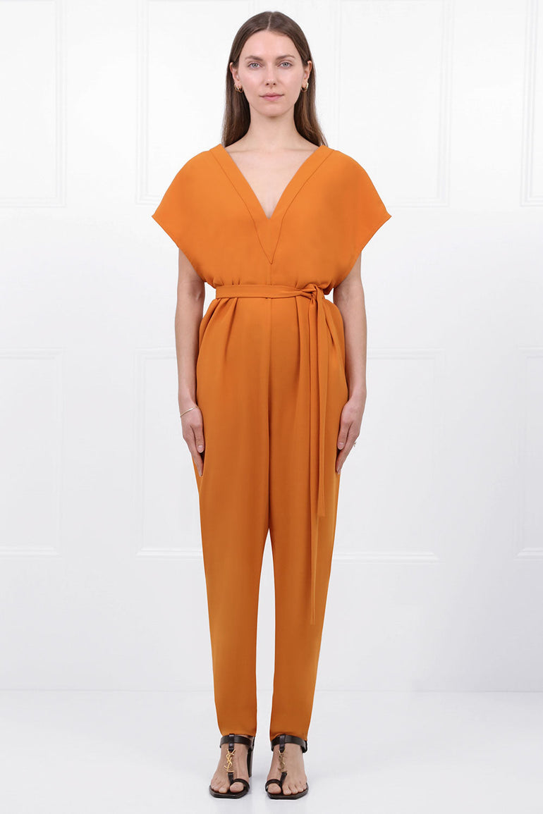 MAISON POI JUMPSUITS FLUID EASY V JUMPSUIT ORANGE