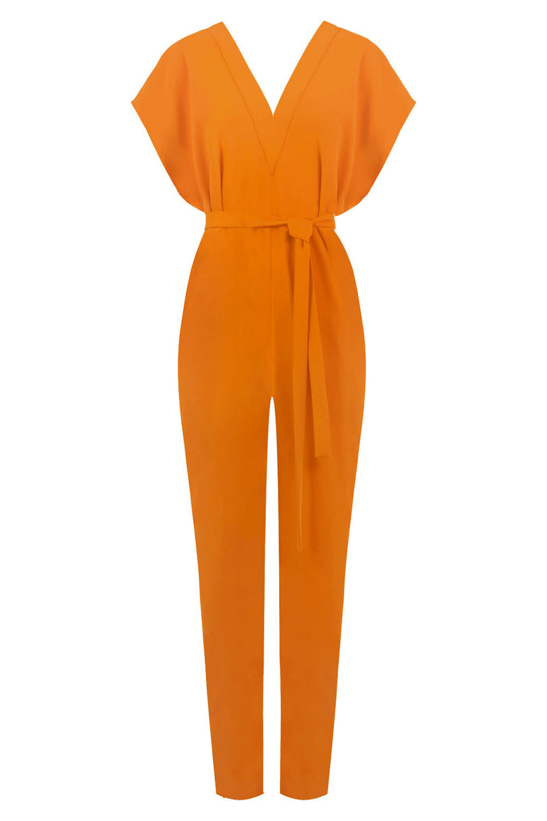 MAISON POI JUMPSUITS FLUID EASY V JUMPSUIT ORANGE