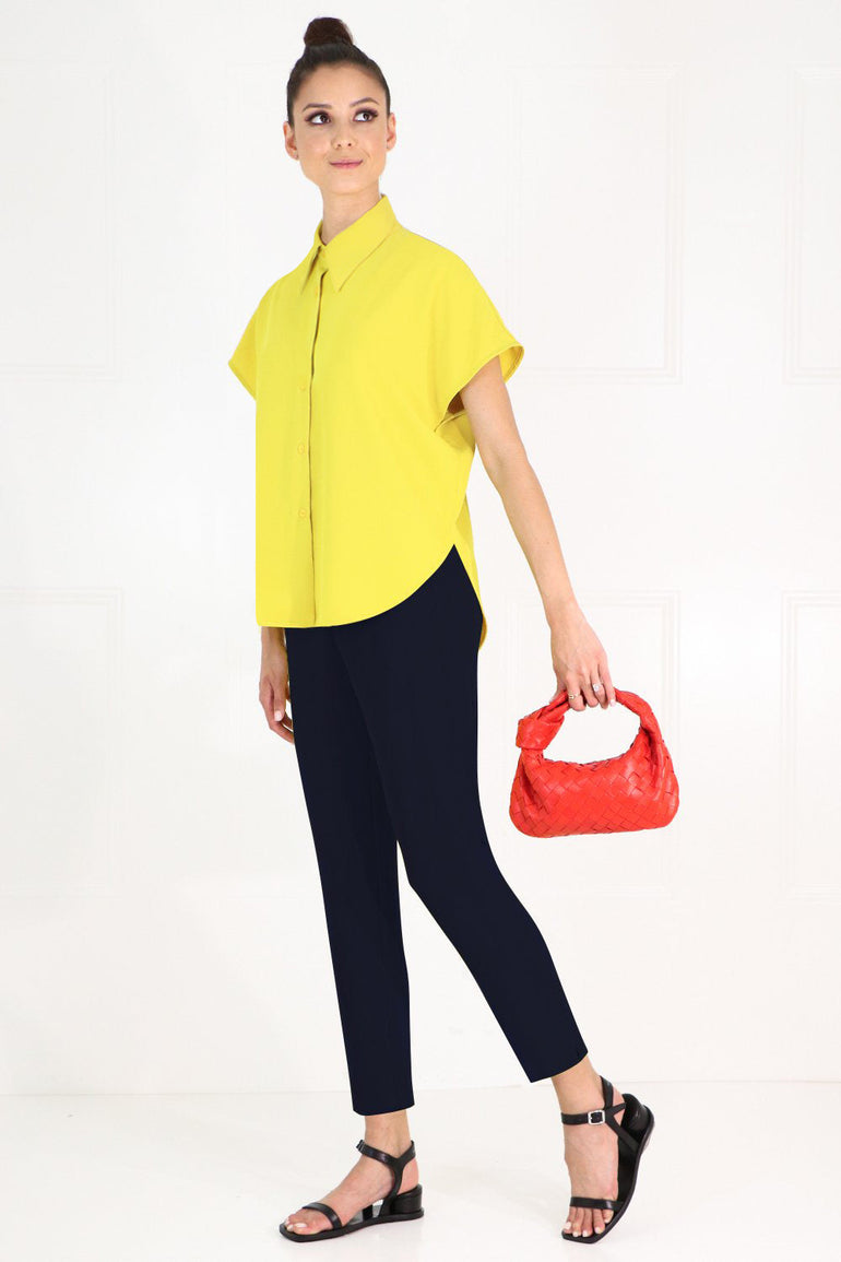 MAISON POI RTW FLUID CIRCLE BLOUSE CAP/SL YELLOW