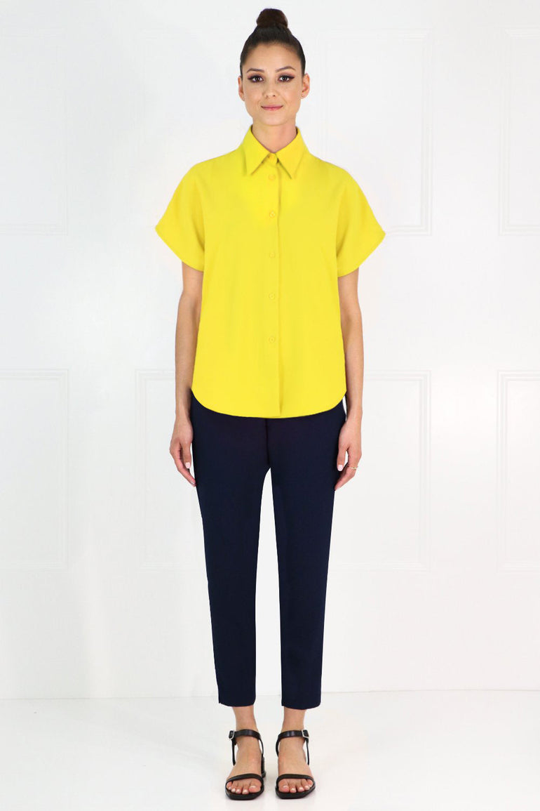 MAISON POI RTW FLUID CIRCLE BLOUSE CAP/SL YELLOW