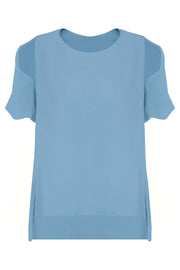 MAISON POI RTW FLUID SPLIT SLEEVE BLOUSE LAKE