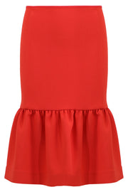 MAISON POI RTW TISSUE MIDI PEPLUM SKIRT RED