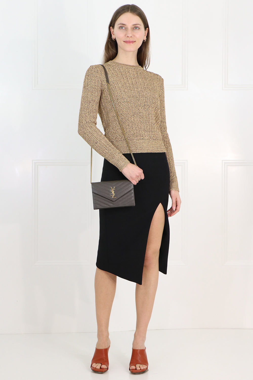 MAISON POI RTW TISSUE SPLIT PENCIL SKIRT BLACK