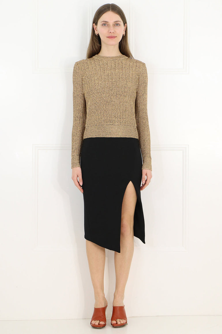 MAISON POI RTW TISSUE SPLIT PENCIL SKIRT BLACK
