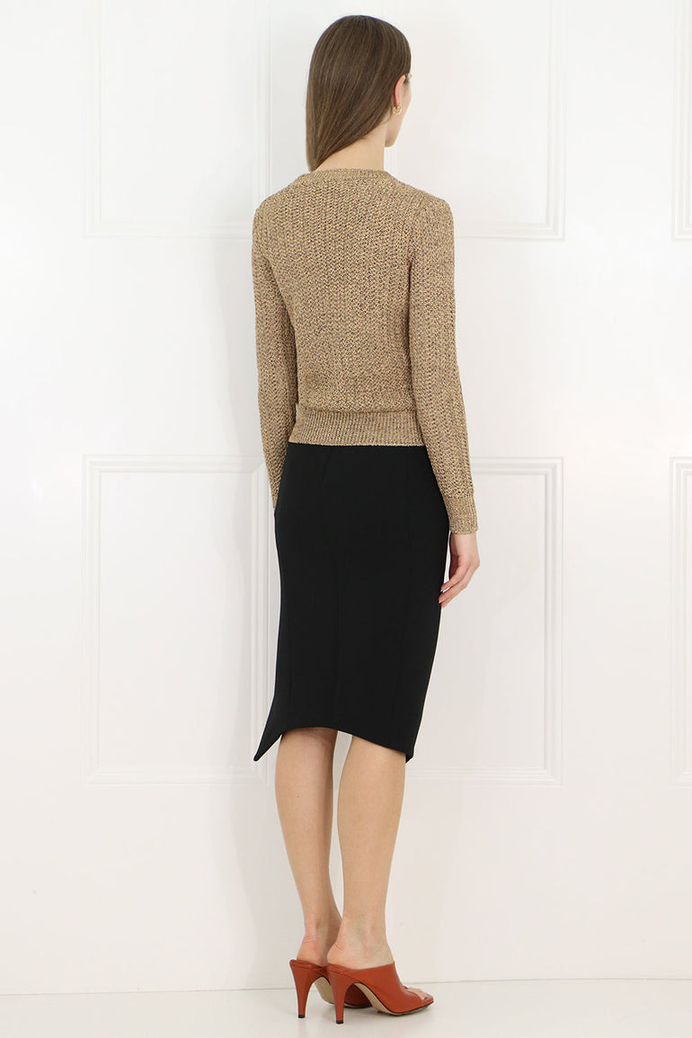 MAISON POI RTW TISSUE SPLIT PENCIL SKIRT BLACK