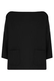 MAISON POI RTW TISSUE SWING TOP WITH POCKETS 3/4SL BLACK