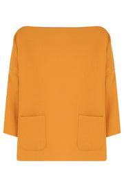 MAISON POI RTW TISSUE SWING TOP WITH POCKETS 3/4SL EARTH