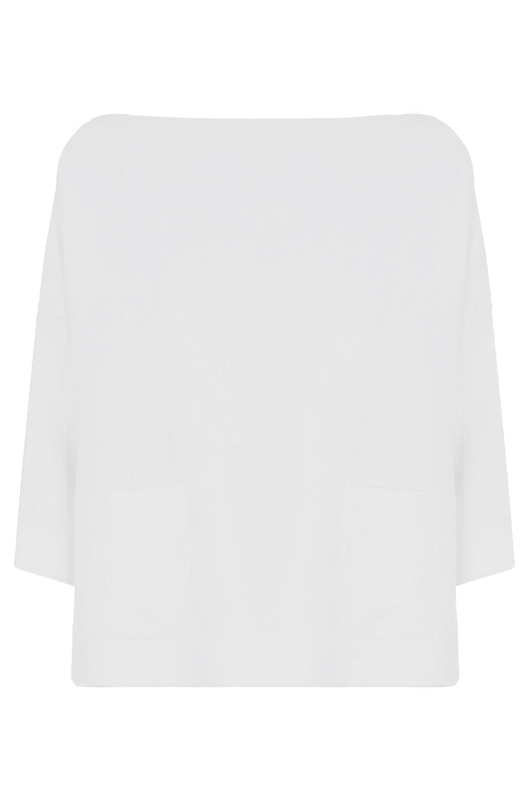 MAISON POI RTW TISSUE SWING TOP WITH POCKETS 3/4SL  IVORY