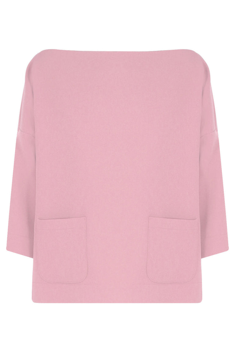 MAISON POI RTW TISSUE SWING TOP WITH POCKETS 3/4SL PINK