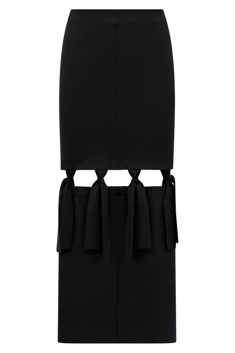 MAISON POI RTW TOUSJOUR KNOT SKIRT BLACK