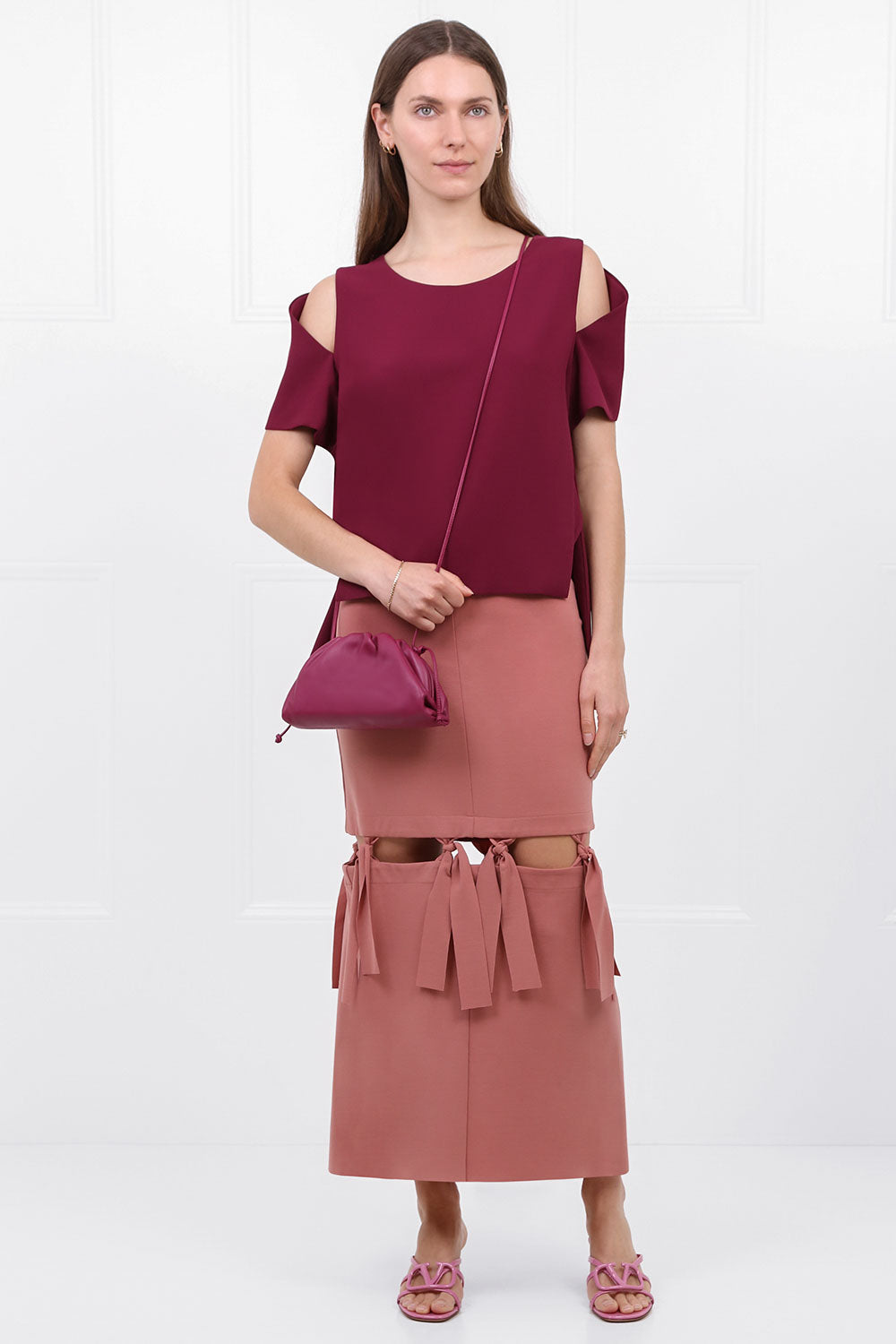 MAISON POI RTW TOUSJOUR KNOT SKIRT SALMON