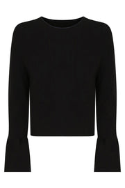 MAISON POI RTW TOUSJOUR PEPLUM SLEEVE CROP TOP BLACK