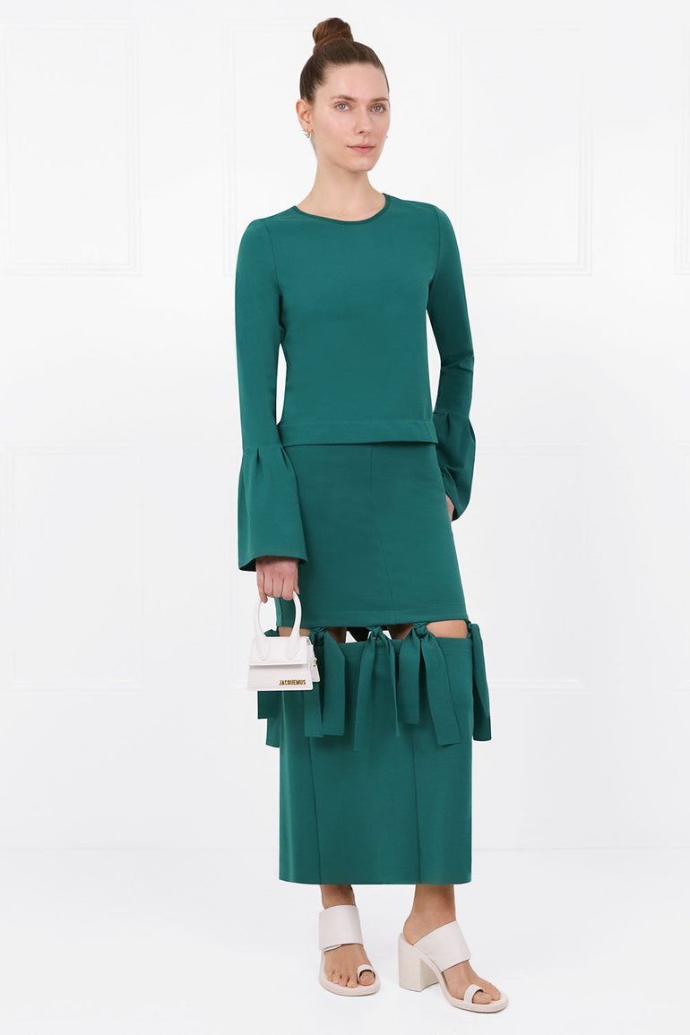 MAISON POI SKIRTS TOUSJOUR KNOT SKIRT FOREST