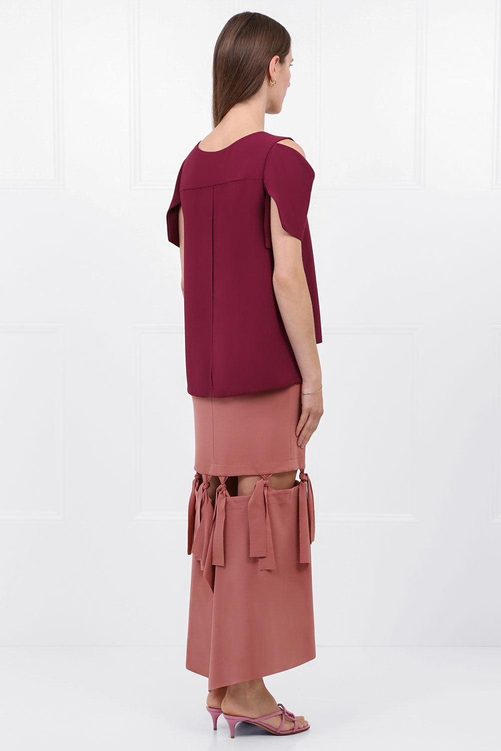 MAISON POI SKIRTS TOUSJOUR KNOT SKIRT SALMON