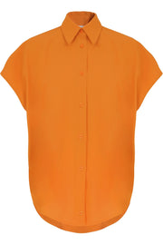 MAISON POI TOPS FLUID CIRCLE BLOUSE CAP/SL ORANGE