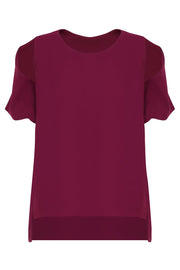 MAISON POI TOPS FLUID SPLIT SLEEVE BLOUSE RASPBERRY
