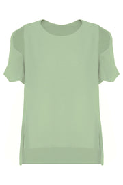 MAISON POI TOPS FLUID SPLIT SLEEVE BLOUSE SAGE