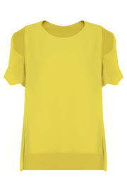 MAISON POI TOPS FLUID SPLIT SLEEVE BLOUSE YELLOW