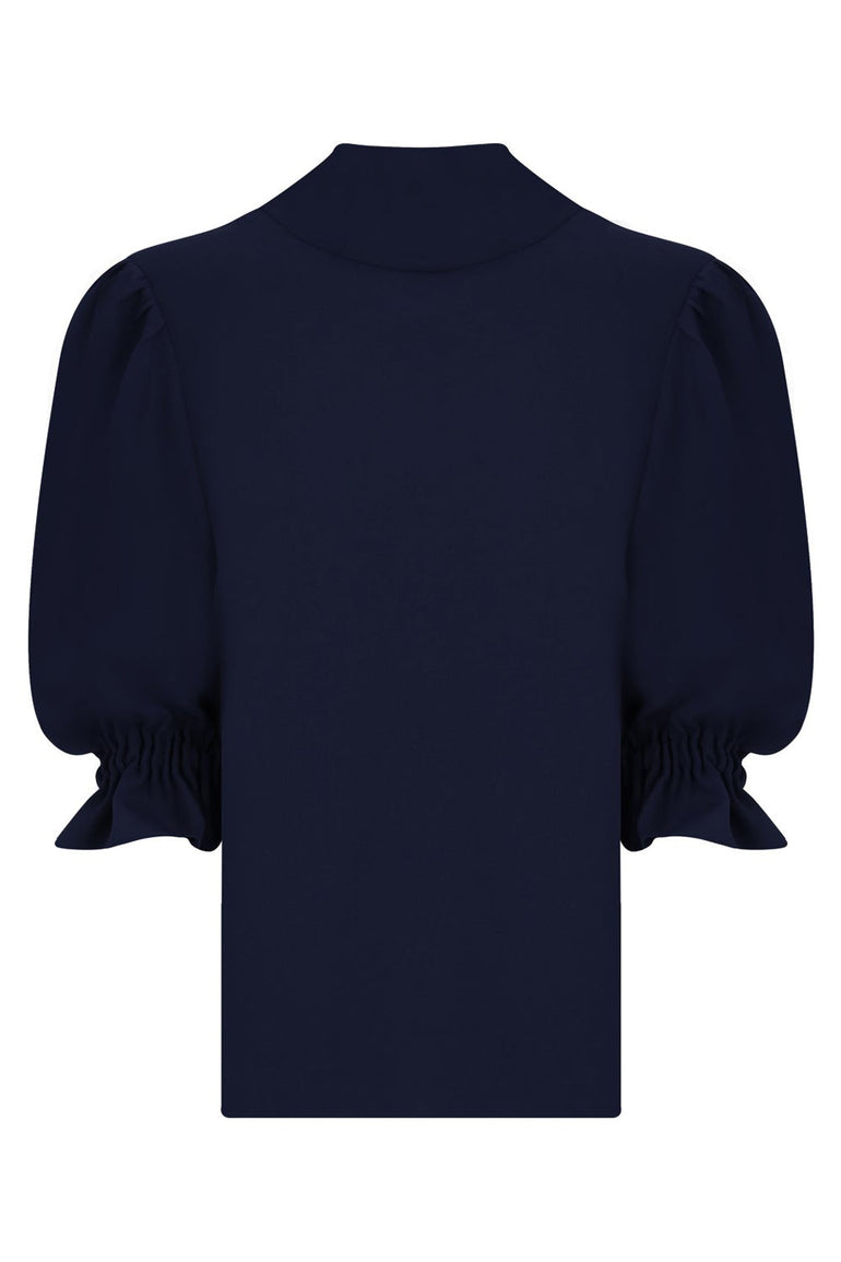 MAISON POI TOPS FLUID VICTORIANA BLOUSE 3/4SL NAVY