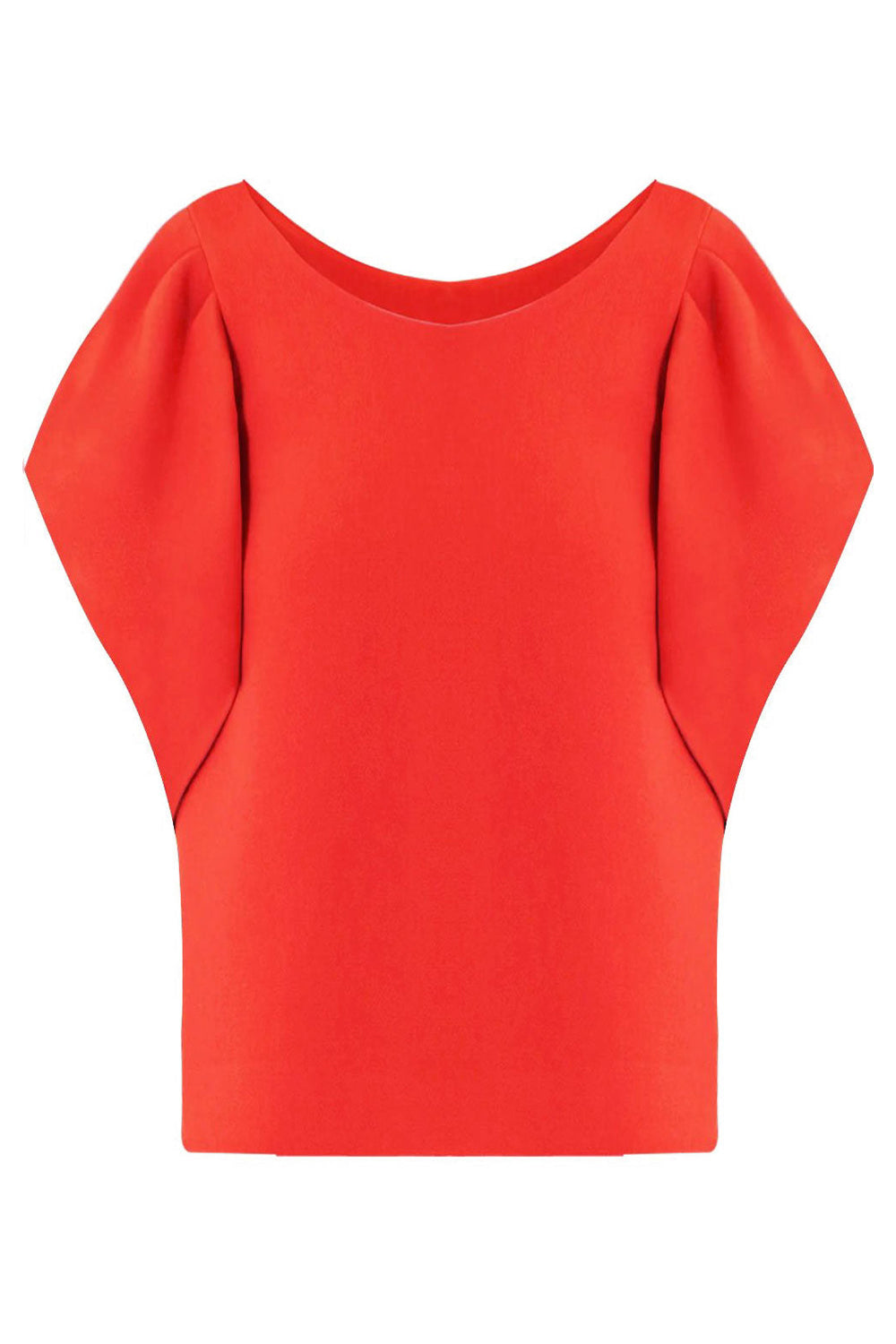 MAISON POI TOPS TISSUE CROP TOP WITH PUFF SLEEVE RED