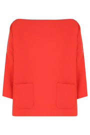 MAISON POI TOPS TISSUE SWING TOP WITH POCKETS 3/4SL RED
