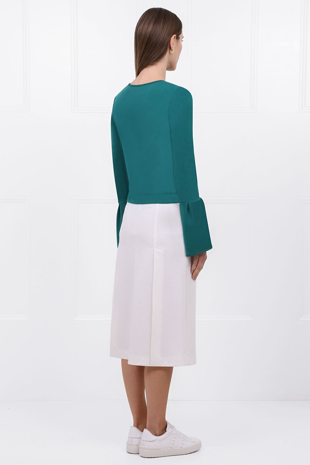 MAISON POI TOPS TOUSJOUR PEPLUM SLEEVE CROP TOP FOREST