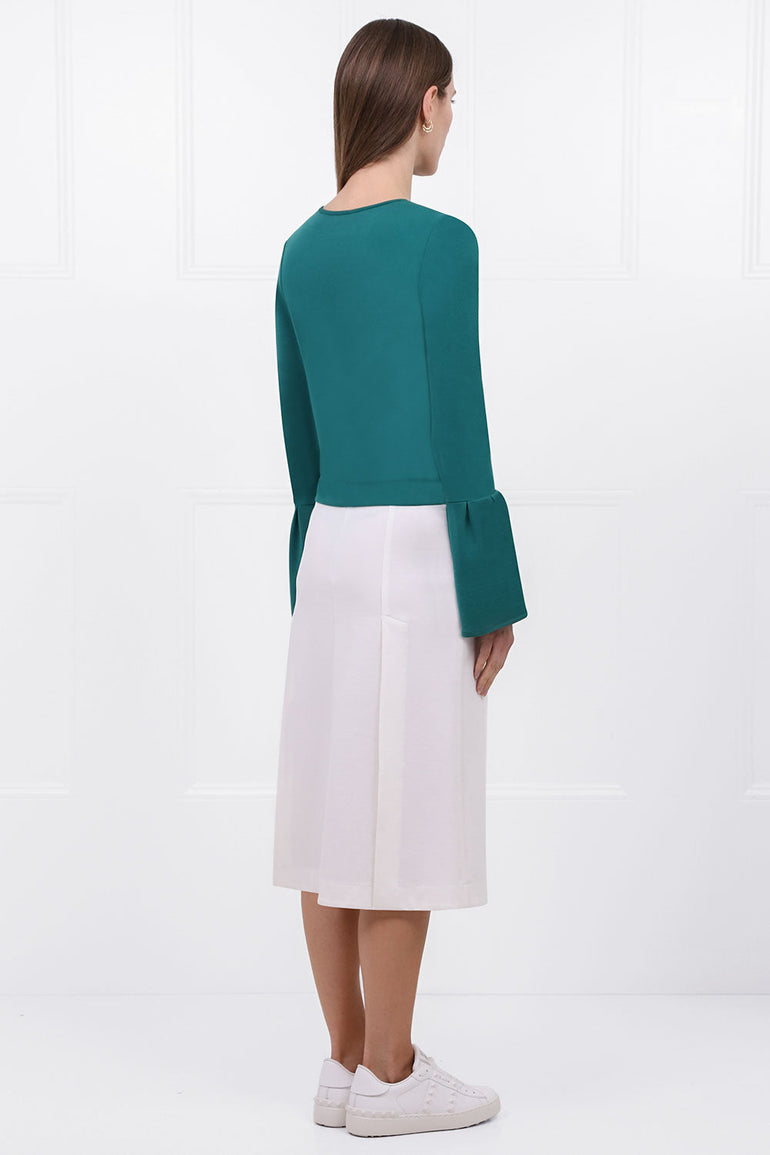 MAISON POI TOPS TOUSJOUR PEPLUM SLEEVE CROP TOP FOREST