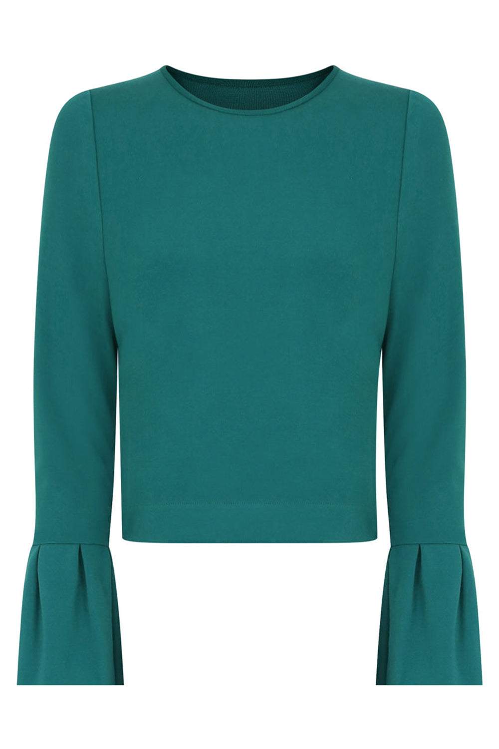 MAISON POI TOPS TOUSJOUR PEPLUM SLEEVE CROP TOP FOREST