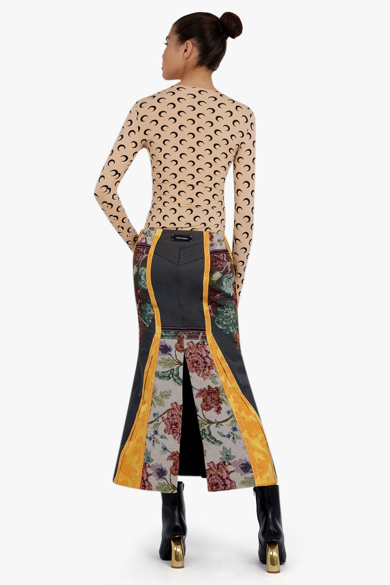 MARINE SERRE RTW Regenerated Floral Tapestries Flare Skirt | Multi