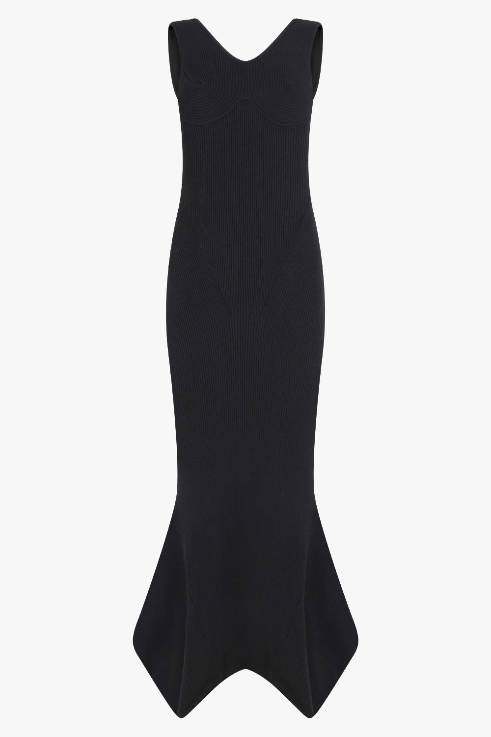 MARINE SERRE RTW Rib Knit Flared Dress | Black