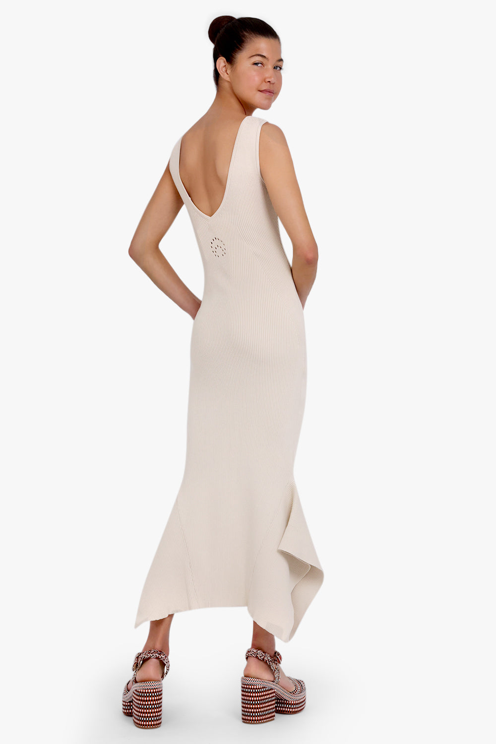 MARINE SERRE RTW Rib Knit Flared Dress | White