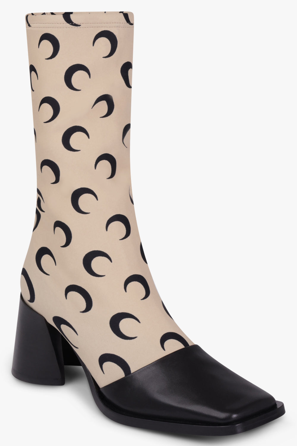 MARINE SERRE SHOES Regenerated All Over Moon Jersey Ankle Boot | Tan