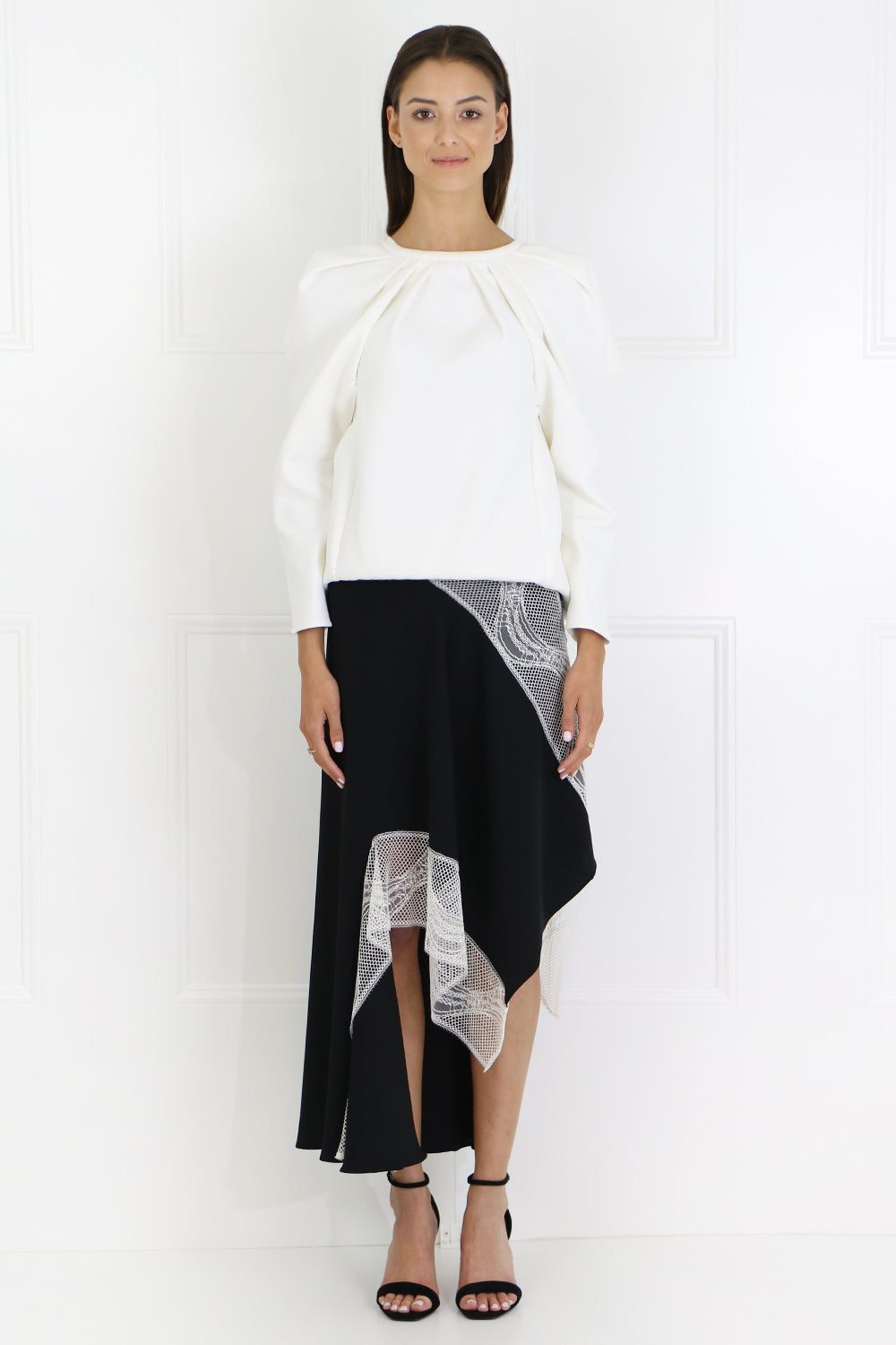 MATICEVSKI RTW L/S PLAISIR SWEATER WITH FRONT PLEAT WHITE
