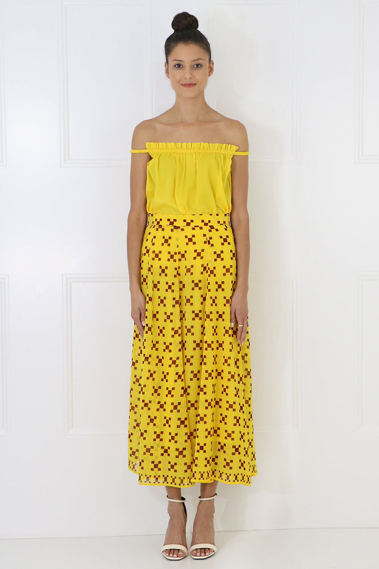 MIMI LIBERTE RTW LATEICIA PLEATED SKIRT ZEPHIRE YELLOW