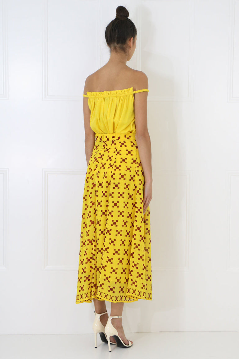 MIMI LIBERTE RTW LATEICIA PLEATED SKIRT ZEPHIRE YELLOW