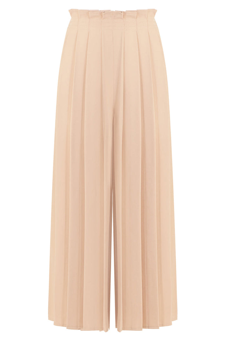 MM6 BY MAISON MARGIELA PANTS CROPPED PLEATED CULOTTES NUDE