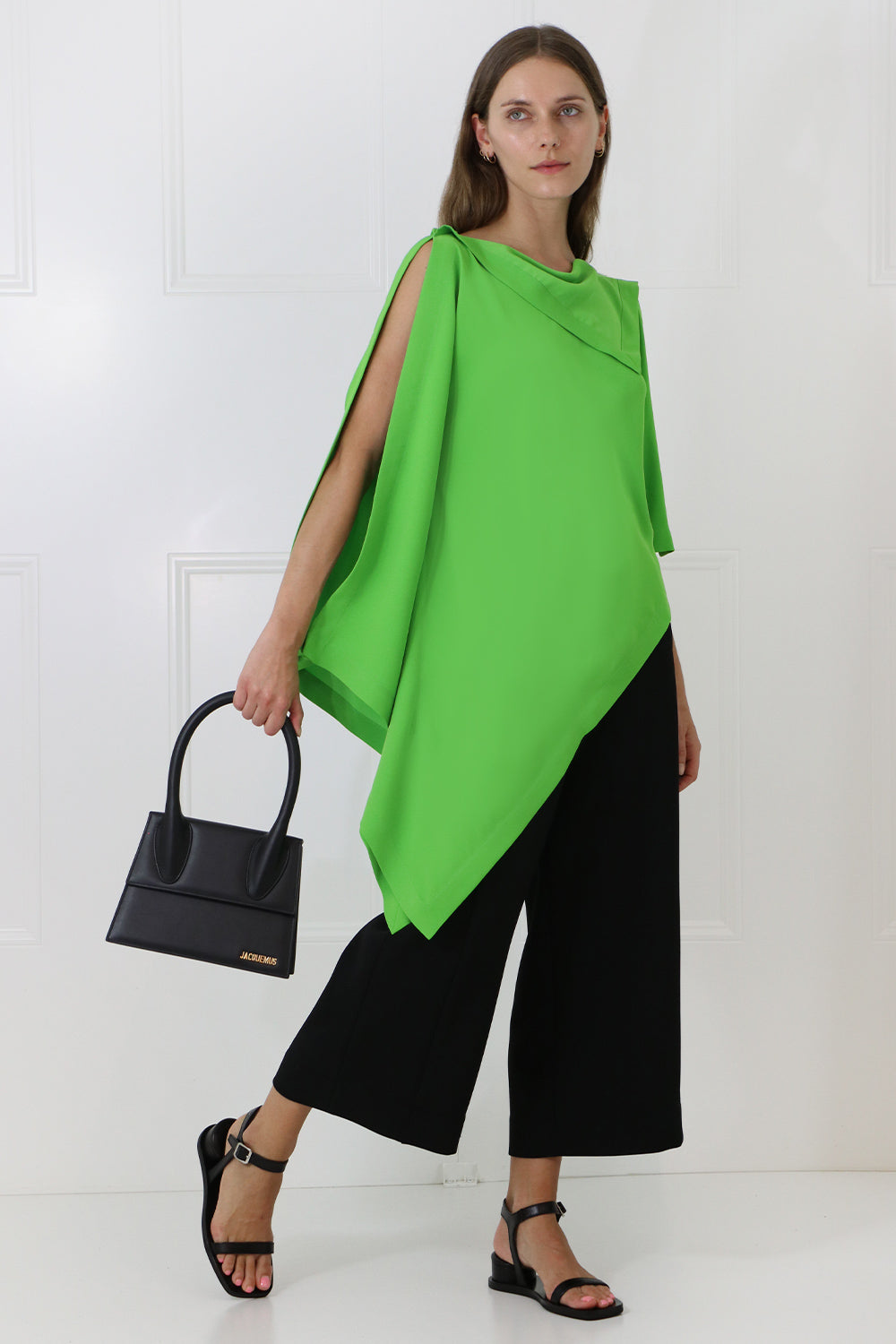 MM6 BY MAISON MARGIELA RTW ASYMMETRIC SCARF BLOUSE S/S APPLE GREEN