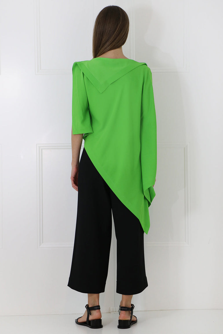 MM6 BY MAISON MARGIELA RTW ASYMMETRIC SCARF BLOUSE S/S APPLE GREEN