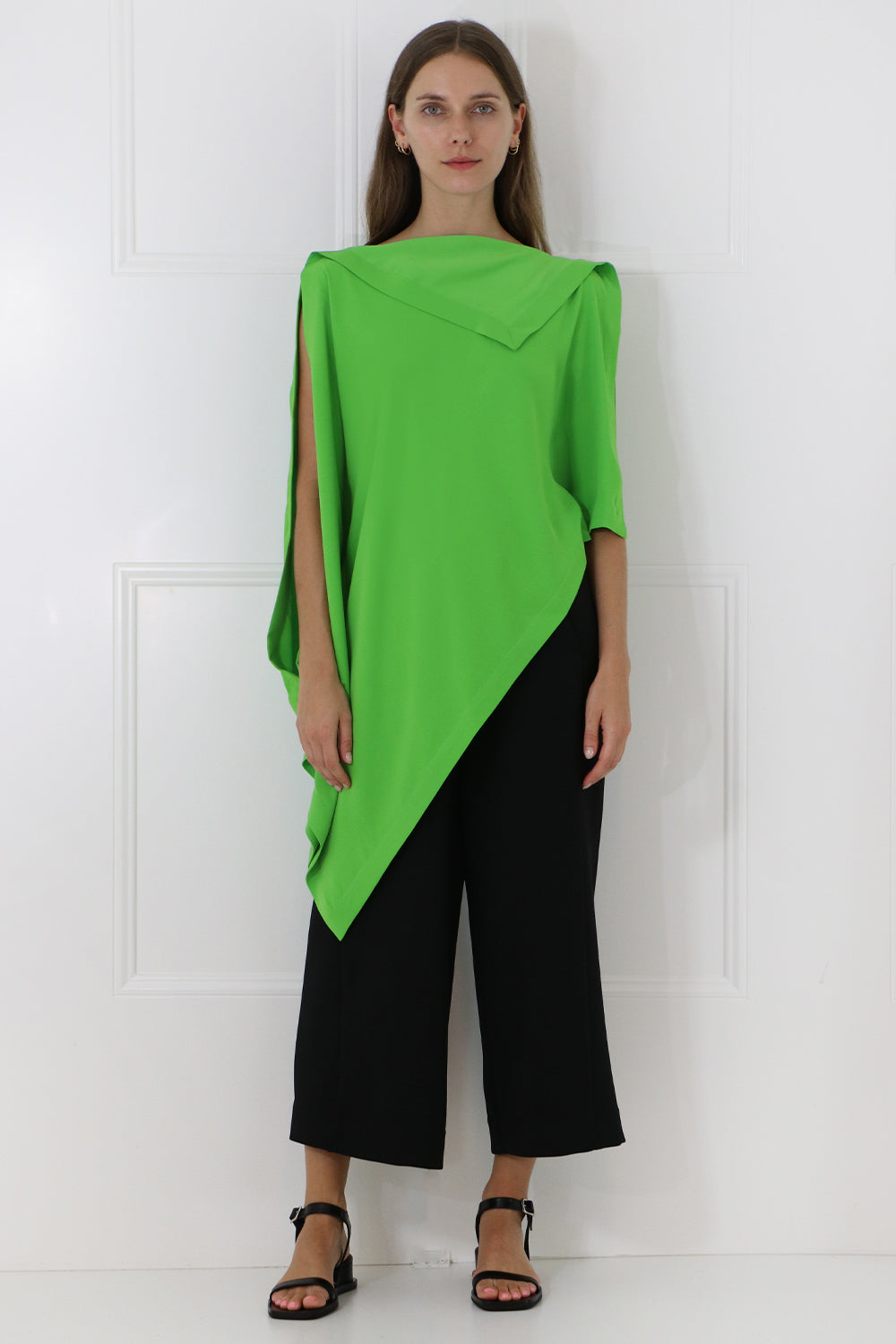 MM6 BY MAISON MARGIELA RTW ASYMMETRIC SCARF BLOUSE S/S APPLE GREEN