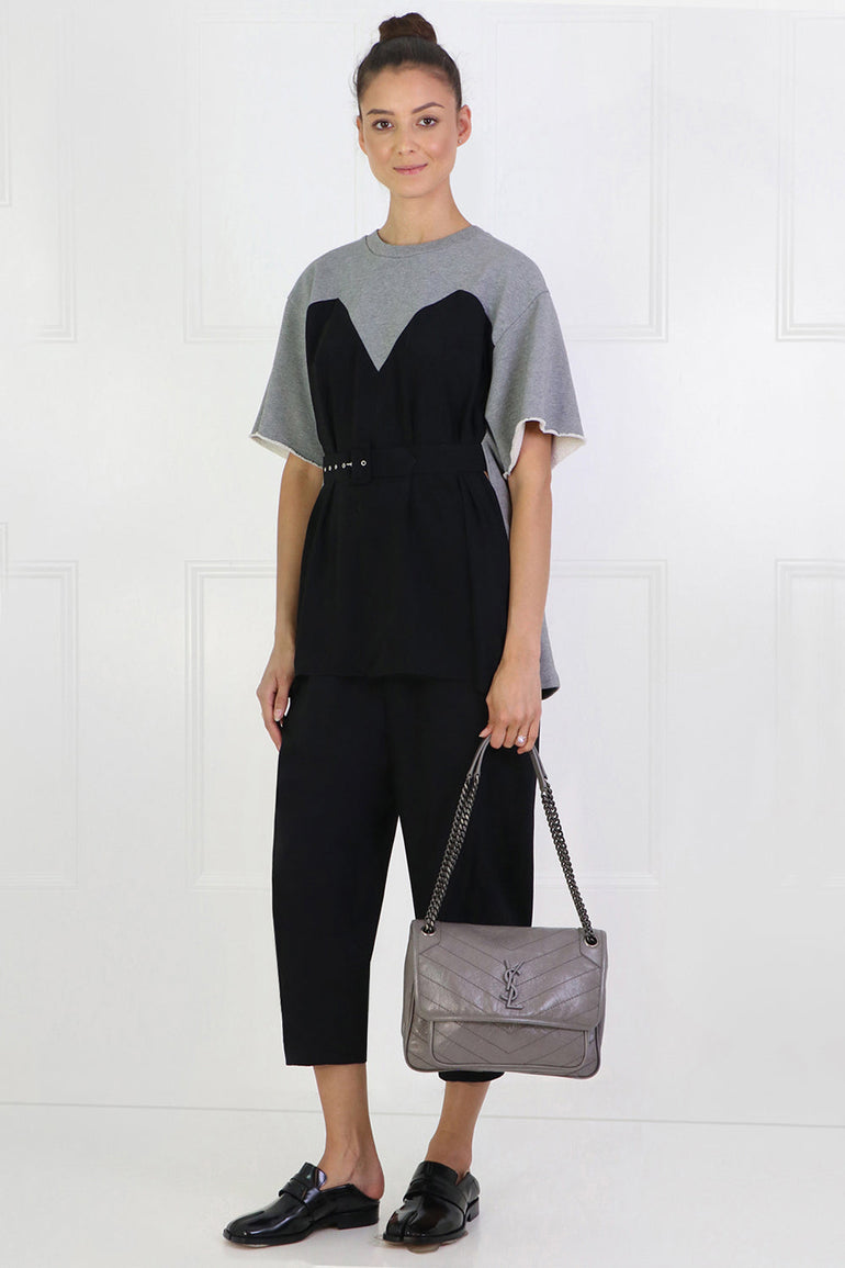 MM6 BY MAISON MARGIELA RTW CONTRAST BODICE TOP S/S GREY/BLACK