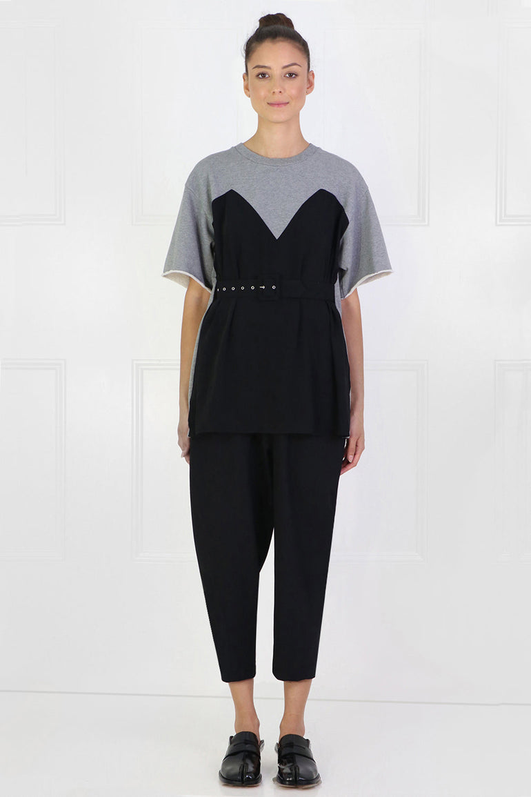MM6 BY MAISON MARGIELA RTW CONTRAST BODICE TOP S/S GREY/BLACK