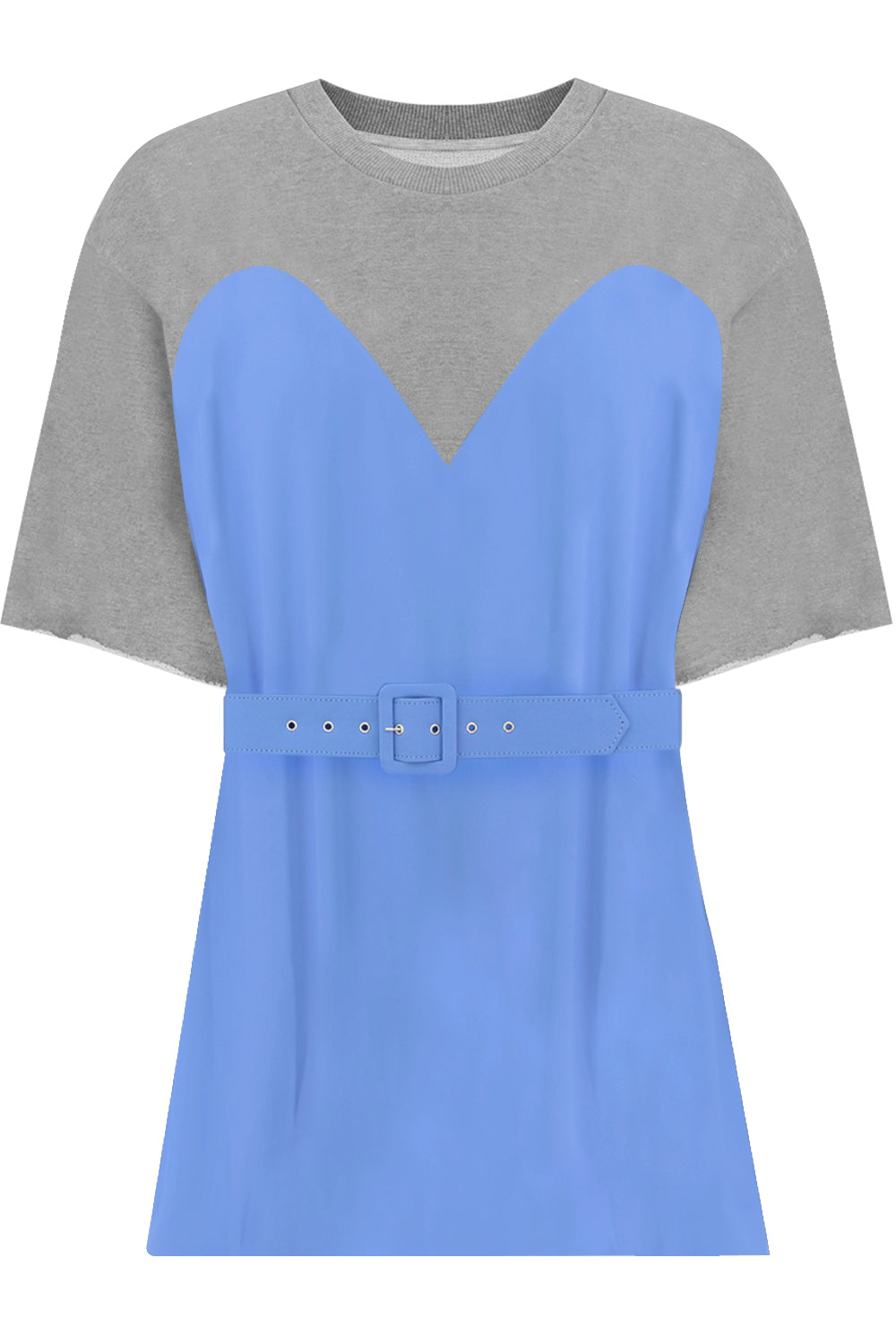 MM6 BY MAISON MARGIELA RTW CONTRAST BODICE TOP S/S GREY/SKY BLUE