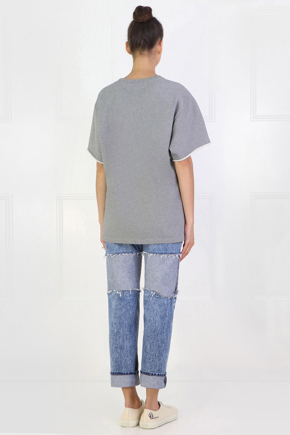 MM6 BY MAISON MARGIELA RTW CONTRAST BODICE TOP S/S GREY/SKY BLUE