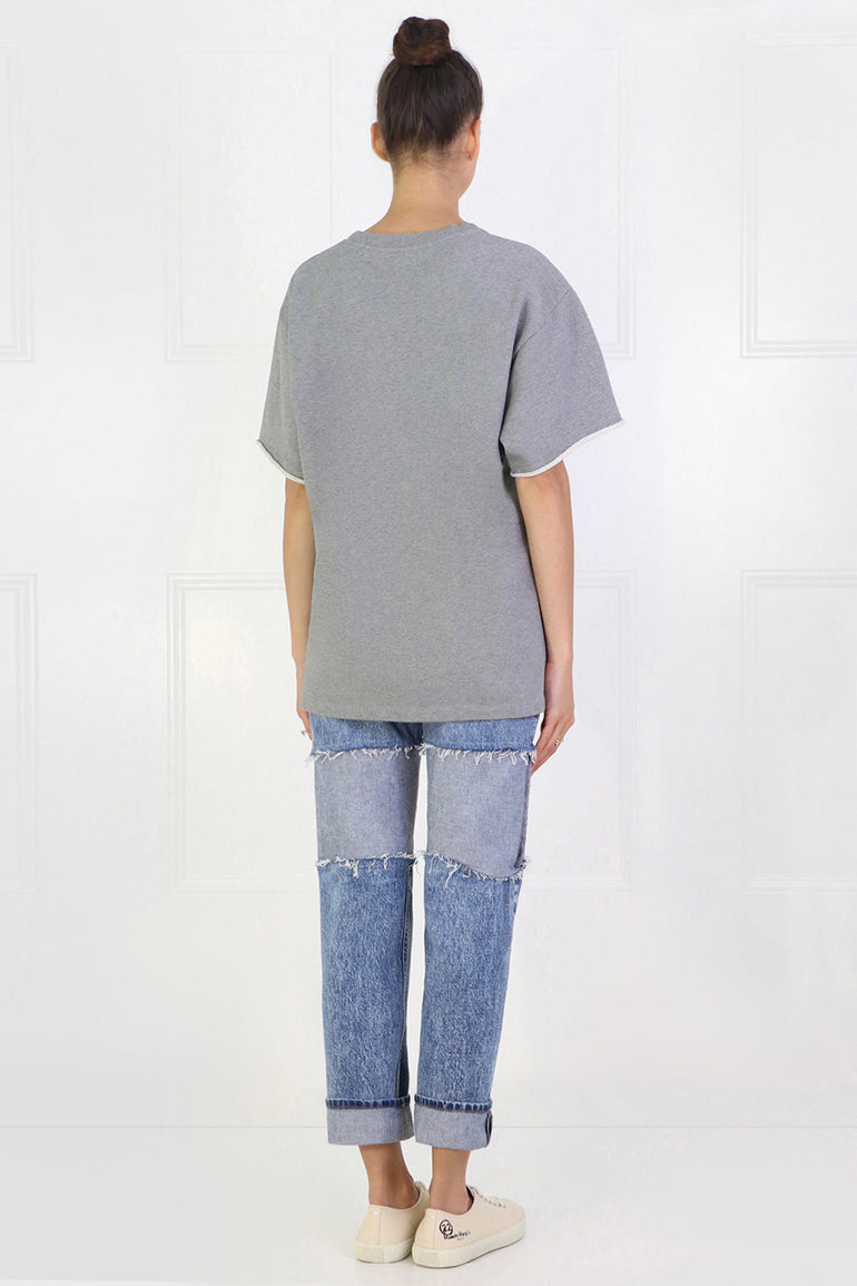MM6 BY MAISON MARGIELA RTW CONTRAST BODICE TOP S/S GREY/SKY BLUE