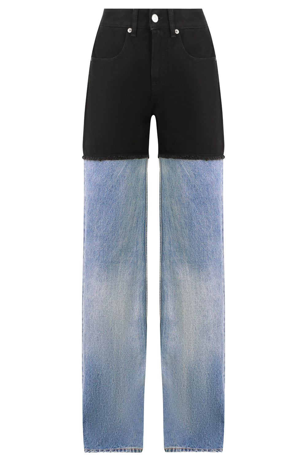 MM6 BY MAISON MARGIELA RTW CONTRAST DENIM PANTS BLUE/BLACK