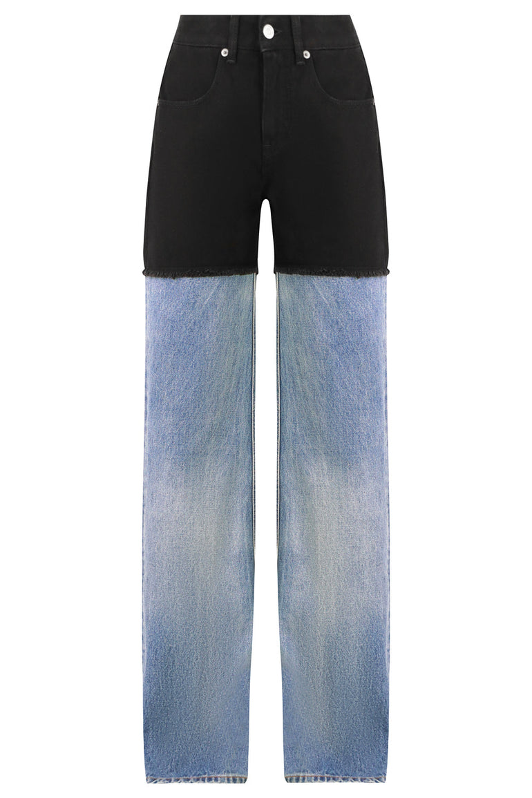 MM6 BY MAISON MARGIELA RTW CONTRAST DENIM PANTS BLUE/BLACK