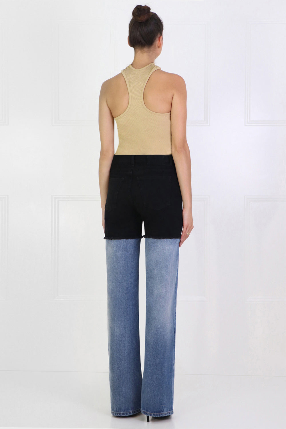 MM6 BY MAISON MARGIELA RTW CONTRAST DENIM PANTS BLUE/BLACK