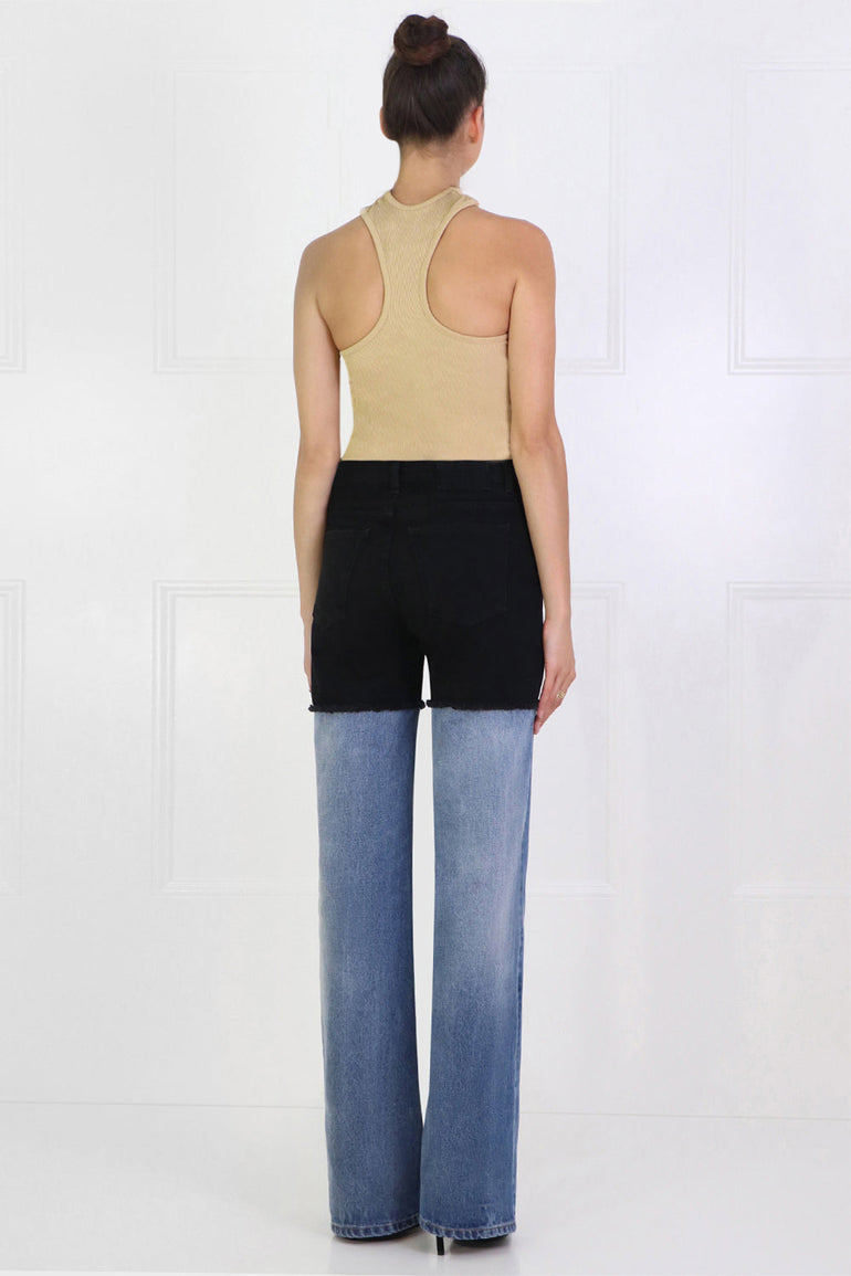MM6 BY MAISON MARGIELA RTW CONTRAST DENIM PANTS BLUE/BLACK